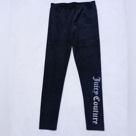 Juicy Couture Girls Black Velvet Logo Leggings, size XL (16) - Picture 1 of 6